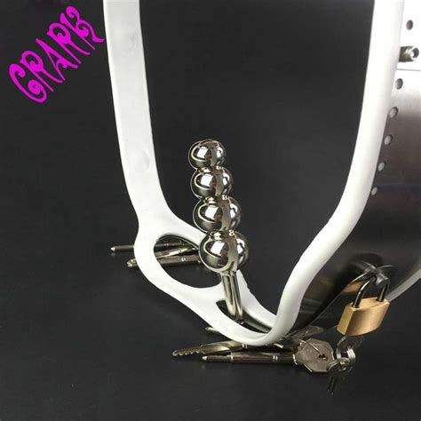 Female T Type Chastity Belt Devices Stainless Steel Anal Plug Pussy
