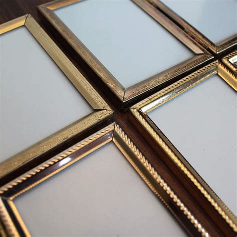 Vintage 2x3 Double Hinged Metal Gold Brass Photo Picture Frame Set Of 4