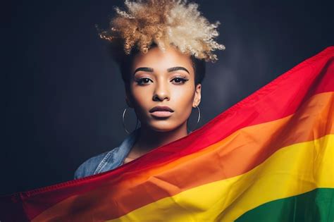 Premium Ai Image African American Lesbian Woman With Lgbt Flag The Concept Of Tolerance