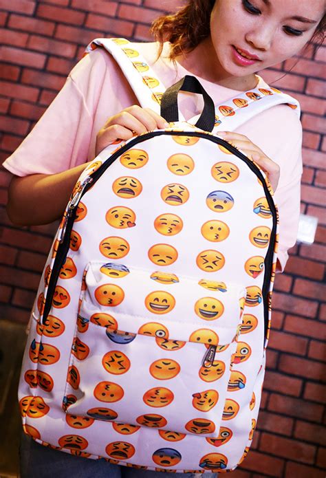 Fashional Fangirl Emoji Face Smiley Female Male Canvas Travel Backpack