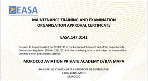 Easa Definition Ang Formation Pilote Maroc Map Aviation