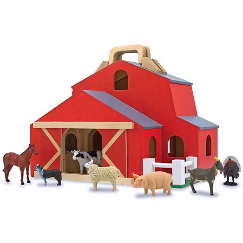 Melissa And Doug Fold And Go Barn With 7 Animal Play Figures