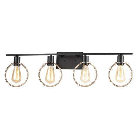 It features 2 globe lights, each with a single bulb behind clear glass. Justice Design Volta 33 in. 4-Light Matte Black and Brass ...