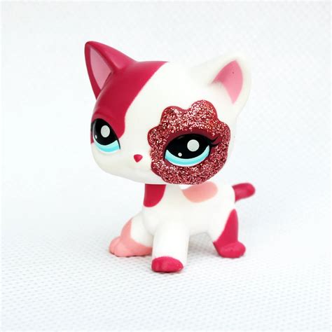 Rare Cat 2291 Real Original Pet Shop Lps Toys Standing White Red Short