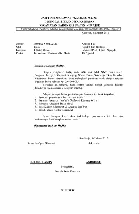 Proposal kegiatan yaitu pengajuan rencana sebuah kegiatan, baik yang bersifat individu maupun dilakukan secara kelompok, contohnya yaitu proposal. Contoh Surat Permohonan Bantuan Barang Ke Dinas