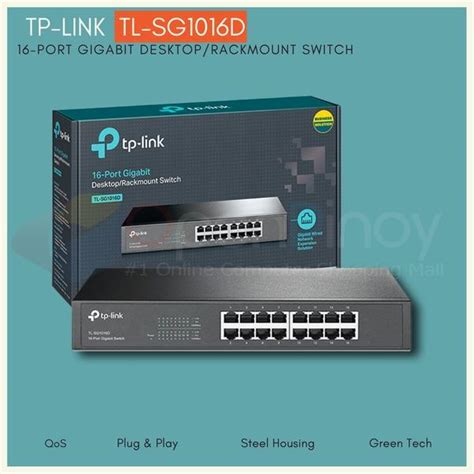 Tp Link Tl Sg1016d 16 Port Gigabit Desktoprackmount Switch Green