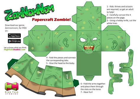 Zomnomnom Papercraft Zombie High Tale Studios