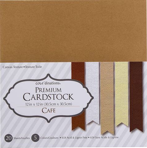 Darice Coredinations Value Pack Canvas Cardstock 12x12 20pkg Cafe