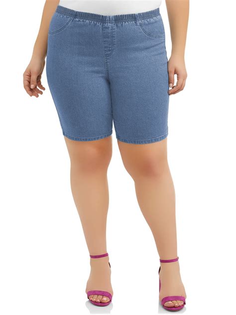 Just My Size Womens Plus Elastic Waist Stretch Bermuda Shorts