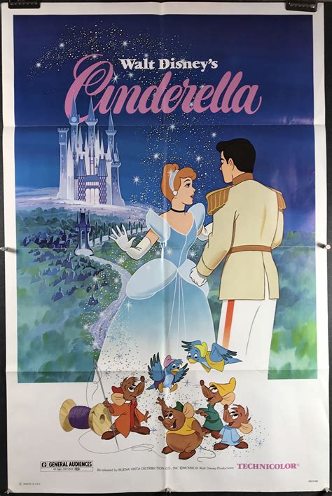 Originally folded (as issued) this scarce example looks fantastic and represents a fine and rare example very collectable highly desirable original movie memorabilia. CINDERELLA, Original Vintage Walt Disney Movie Poster ...