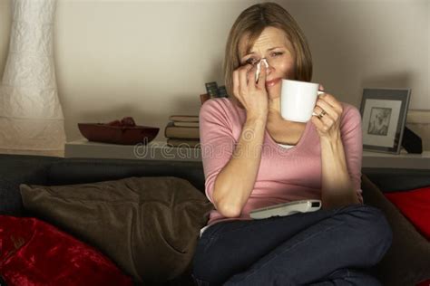 Woman Watching Sad Film On Television Stock Images Image 8687824