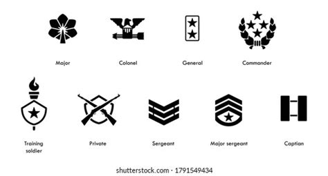 Collection Military Rank Icon Vector Stock Vector Royalty Free