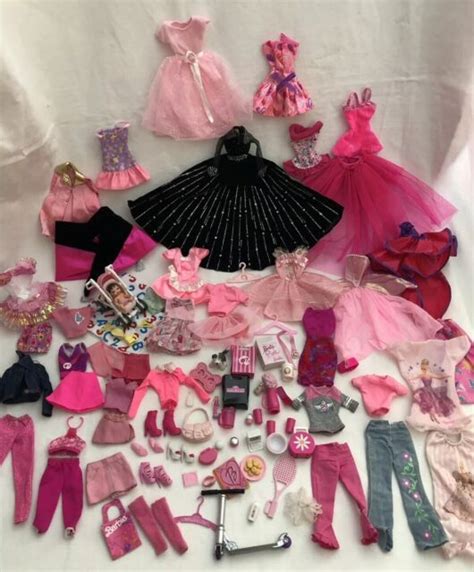 Barbie Clothes Large Clothing And Accessories Lot Pink 89 Pieces Ebay