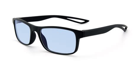 Matte Black Lightweight Tr90 Rectangle Tinted Sunglasses With Light Blue Sunwear Lenses Ac4679