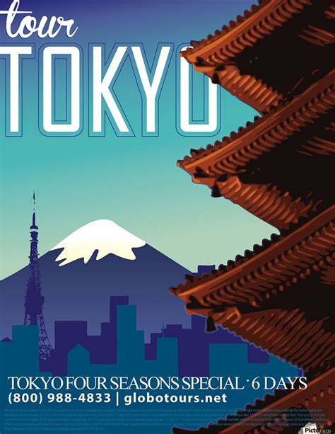 Tokyo Japan Globotours Travel Poster Vintage Poster