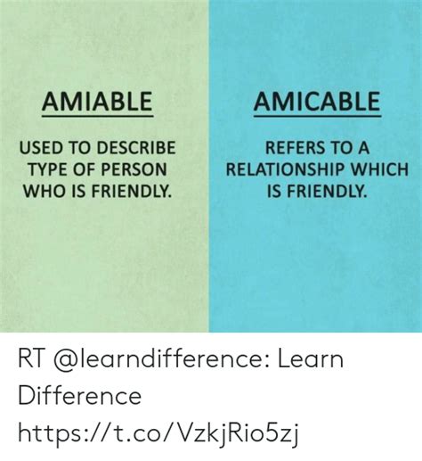 Amiable Amicable Used To Describe Refers To A Type Of Person