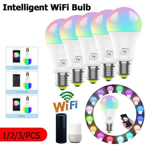 123pcs 7w E27 Wifi Smart Light Bulb Dimmable App Voice Control Led