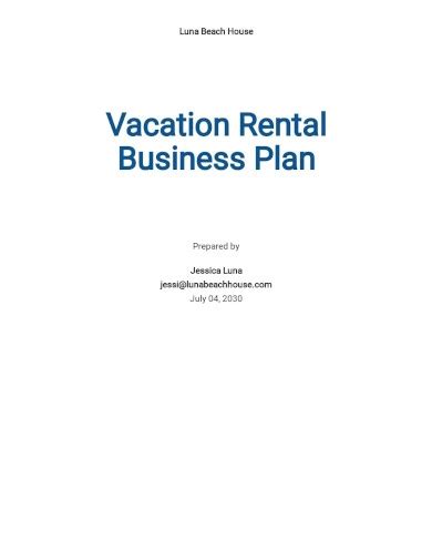 Vacation Rental Business Plan 3 Examples Format Pdf Examples