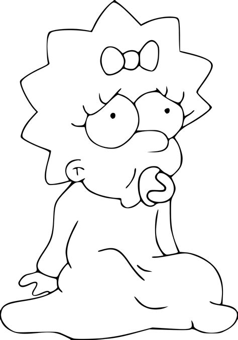 Maggie Simpson Drawing And Coloring Page Free Printable Coloring