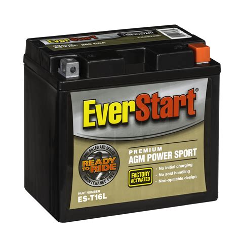 Everstart Premium Agm Power Sport Battery Group Size Es T16l 12 Volt