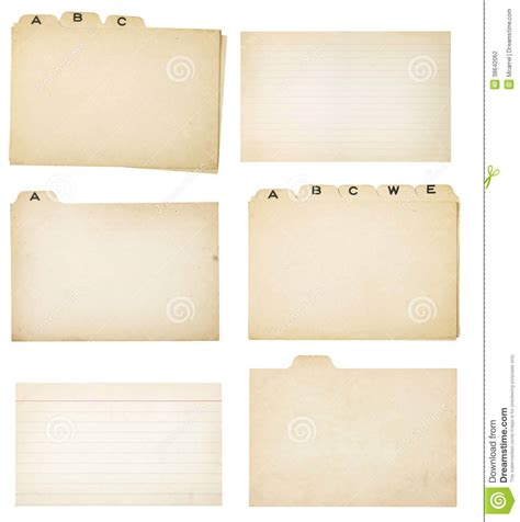 Set Of Six Vintage Tabbed Index Cards Stock Photo Image Of Intended
