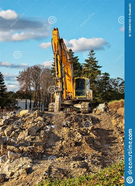 Hydraulic Excavator Parked In The Construction Stock Photo Image Of