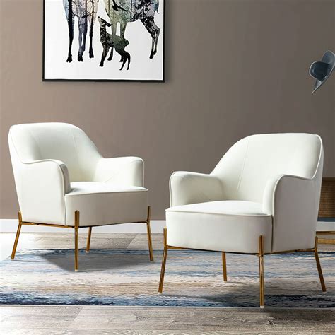 Nora Accent Chair Set Of 2 For Living Room And Bedroom In Ivory