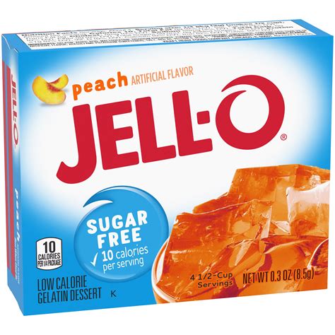 Jell O Sugar Free Peach Instant Gelatin Mix 03 Oz Box