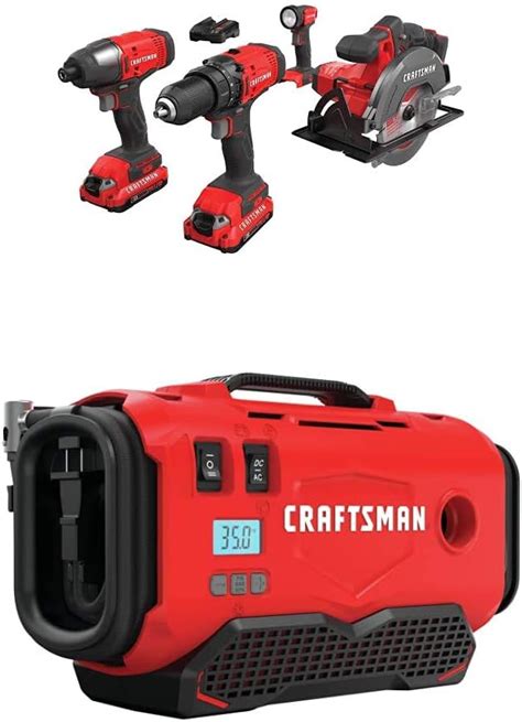 Craftsman Cordless Drill Combo Kit 4 Tool And Inflator Cmck401d2