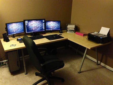 It comes in a sitstand version too. Pictures of IKEA Hack L Shaped Desk — Studio Home Design