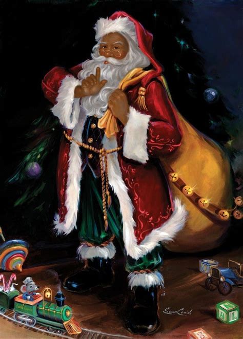 African American Santa Christmas Prints Christmas Art Black Santa