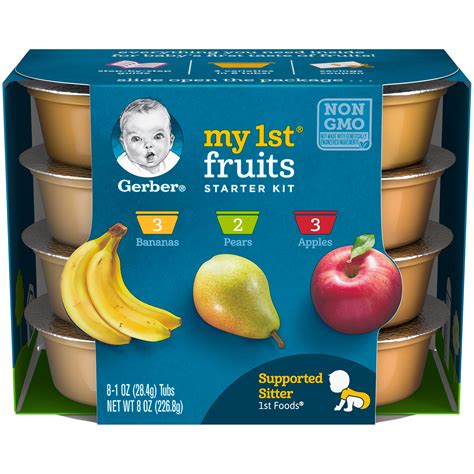 Gerber My 1st Fruits Baby Food Starter Kit 1 Oz Tubs 8 Count