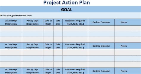 3 Free Project Action Plan Template Xls Free Excel Spreadsheets And