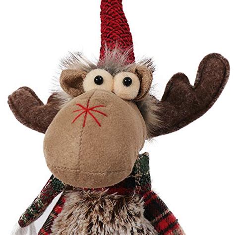 Gmoegeft Handmade Christmas Reindeer Rudolph Plush Brown Stand Pack