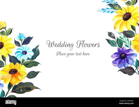 Beautiful Wedding Invitation Card With Flowers Background Stock Photo