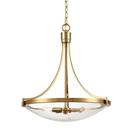 Light Brass Pendant Light With Seeded Glass Claxy