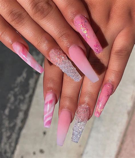 Make A Statement With Pink Acrylic Nails With Diamonds The Fshn