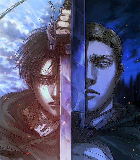 HD Wallpaper Shingeki No Kyojin Levi Erwin Smith Sword Artwork