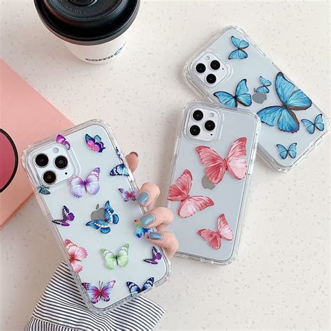 Shockproof Beauty Butterfly Phone Case For Iphone 11 12 Pro Xs Max Soft