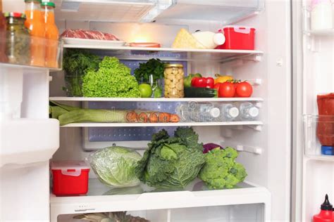 Open Refrigerator With Fresh Food Stock Photo Image Of Background