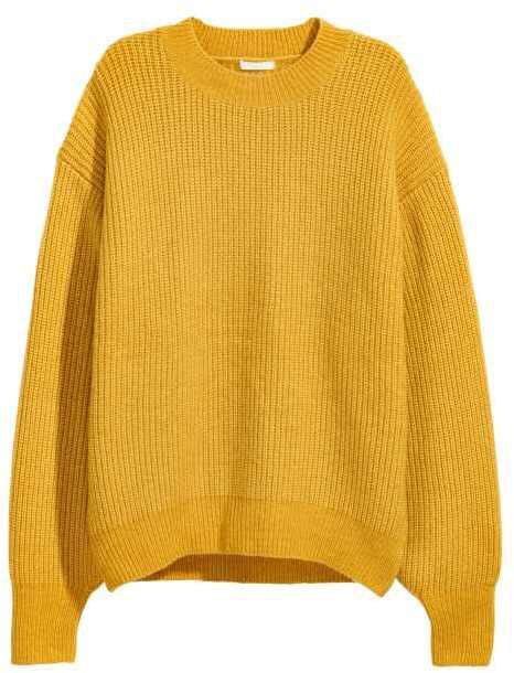 Mustard Yellow Oversized Comfy Chunky Knit Sweater Textured Knit
