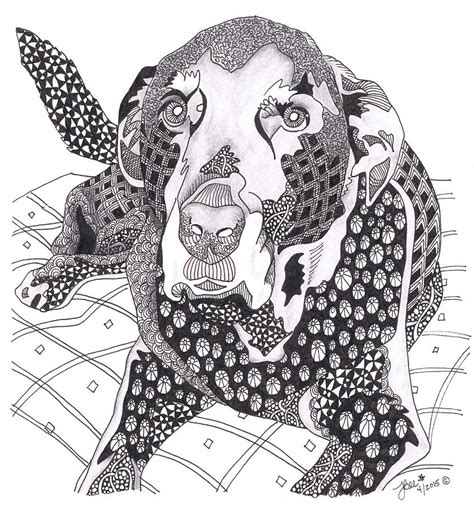 Zentangle Dog Drawing By Jan Steinle