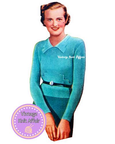1930s Ladies Turreted Jumper Vintage Knit Affair