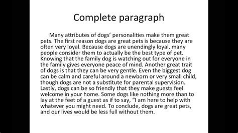 Completed paragraph Example - YouTube