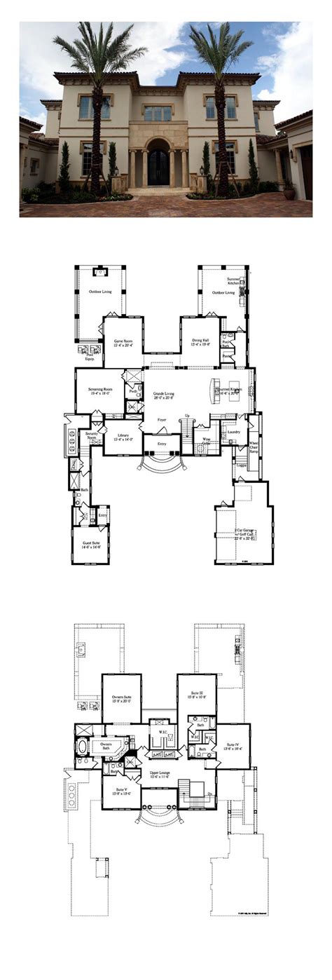 Italian Style House Plan 64727 With 5 Bed 7 Bath 3 Car Garage