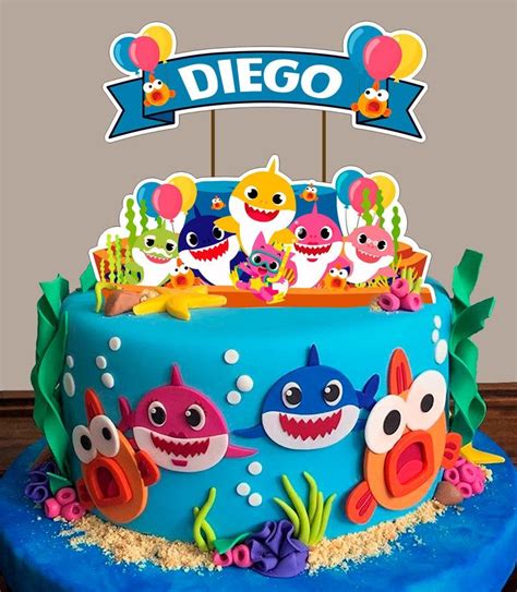 Cake Topper Baby Shark Digital File Birthday Party Birthday Topper