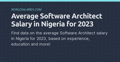 Average Software Architect Salary In Nigeria For 2023