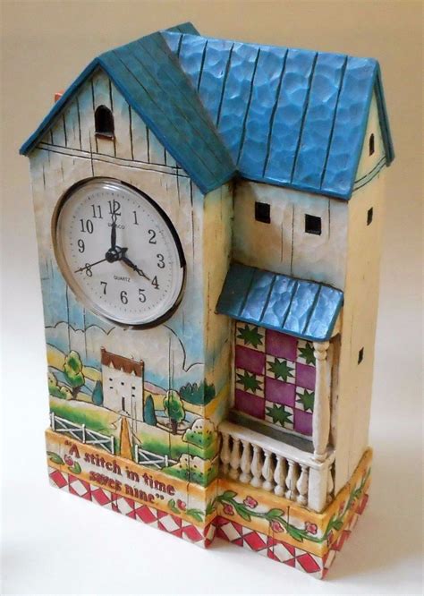 A Stitch In Time Saves Nine 2005 Quilt Bedding Jim Shore Mantel Clock