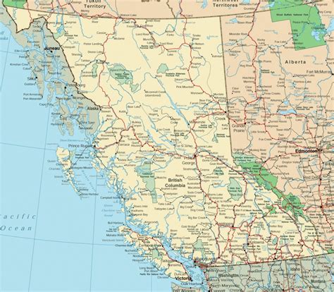 Large Detailed Map Of British Columbia With Cities And Towns