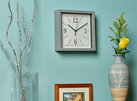Bernhard Products Square Wall Clock 9 Grey Wall Clockdesk Clock